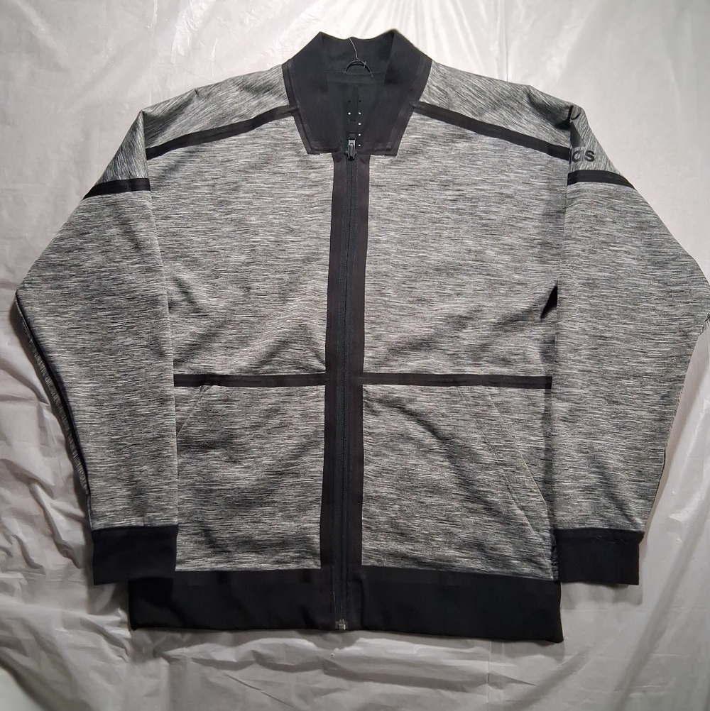 Used Adidas Heathered Gray and Black Reversible Jacket-Mens Small